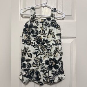 Old Navy linen blend floral patterned print romper, cream, black,& tan/ Size: 4T
